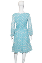 Load image into Gallery viewer, 1960's Blue and White Polka Dot Dress Size M