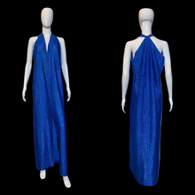 Load image into Gallery viewer, 1970s "Halston IV" Metallic Blue Lamé Grecian Evening Gown - One Size