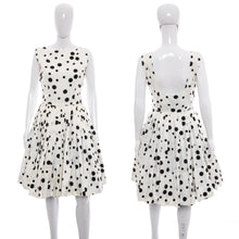 Load image into Gallery viewer, 1950's White and Black Polka Dot Party Dress Size M
