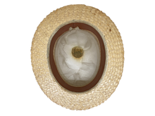 Load image into Gallery viewer, 1920's Straw Boater Skimmer Hat Size 7