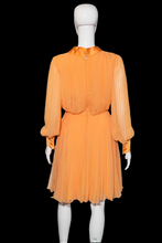 Load image into Gallery viewer, 1960s Pleated Orange Chiffon Party Dress – Size S
