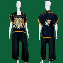 Load image into Gallery viewer, 1920s Embroidered Silk Pajama Set Size M