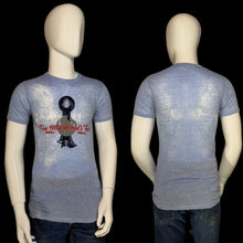 Load image into Gallery viewer, A light blue heathered t-shirt shown on a white mannequin from both the front and back views. The front features a graphic of a boxing ring with the text 'The 1982 World's Fair'.