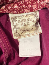 Load image into Gallery viewer, 1970's Maroon Velvet & Cotton Gunne Sax Dress Size XS