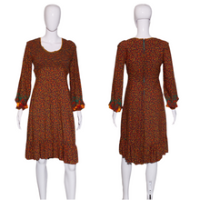 Load image into Gallery viewer, 1970's Autumn Hippie Floral Dress Size M