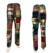 Load image into Gallery viewer, 1960's Patchwork Tartan Plaid Wool Pants - Size 35X31