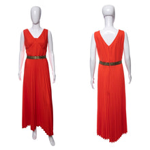 Load image into Gallery viewer, 1970's Orange Pleat Detail Sleeveless Gown Size L