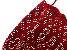 Load image into Gallery viewer, 1890 Victorian Small Beaded Knit Red Drawstring Ohio Handbag