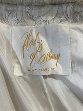 Load image into Gallery viewer, 1960's Silver and White Mink Trimmed Brocade Dress/Coat Combo - Size L