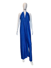Load image into Gallery viewer, 1970's "Halston IV" Metallic Blue Lamé Grecian Evening Gown - One Size