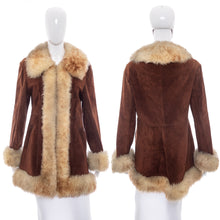 Load image into Gallery viewer, 1970's Brown Leather Penny Lane Coat Size S/M