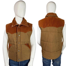 Load image into Gallery viewer, Brown and orange quilted vest on a mannequin