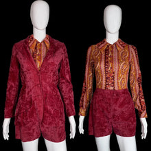 Load image into Gallery viewer, 1960's Mod Crushed Velvet Romper and Jacket Set - Size S