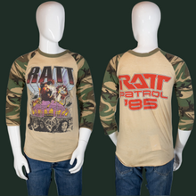 Load image into Gallery viewer, 1985 Ratt Camo Raglan Concert Tour Shirt Size S/M