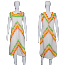Load image into Gallery viewer, 1970's Chevron Striped Summer Dress - Size L