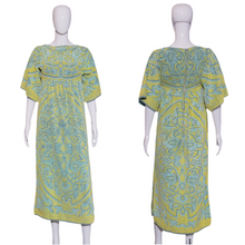 Load image into Gallery viewer, 1970s Blue and Green Terry Cloth Towel Dress Size M