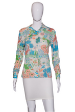 Load image into Gallery viewer, 1970's Psychedelic Floral Blouse Size S