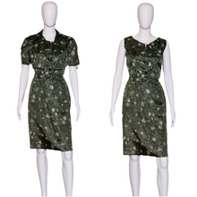 Load image into Gallery viewer, 1960's Green Floral Two Piece Dress and Bolero Set Size S