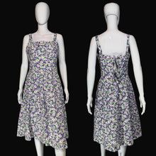 Load image into Gallery viewer, 1970's Purple Floral Cotton Sun Dress - Size M