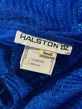 Load image into Gallery viewer, 1970's "Halston IV" Metallic Blue Lamé Grecian Evening Gown - One Size