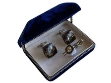 Load image into Gallery viewer, 1970's Shell With Pearl In Resin Tie Clip & Cufflink Set