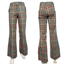 Load image into Gallery viewer, Plaid bell-bottom pants on mannequin against a plain background