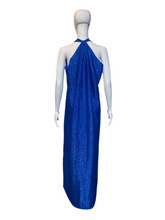 Load image into Gallery viewer, 1970's "Halston IV" Metallic Blue Lamé Grecian Evening Gown - One Size
