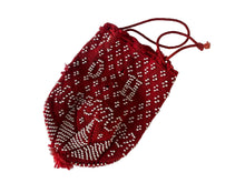 Load image into Gallery viewer, 1890 Victorian Small Beaded Knit Red Drawstring Ohio Handbag
