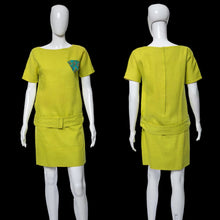 Load image into Gallery viewer, 1960s Rare Rudi Gernreich Chartreuse Mod Shift Dress Size M