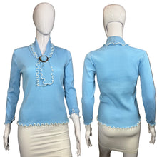 Load image into Gallery viewer, 1970's Baby Blue Knit Blouse - Size S