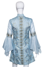 Load image into Gallery viewer, 1960's Blue Painted Alfred Shaheen Bell Sleeve Dress - Size S
