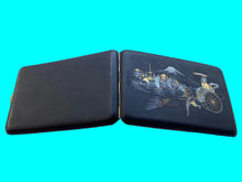 Load image into Gallery viewer, 1950’s Japanese Amita Mt Fuji Rickshaw Damascene 24K Gold Inlay Cigarette Case