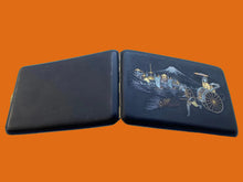 Load image into Gallery viewer, 1950’s Japanese Amita Mt Fuji Rickshaw Damascene 24K Gold Inlay Cigarette Case