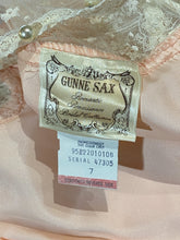Load image into Gallery viewer, 1970's Peach Satin and Lace Gunne Sax Maxi Dress Size S