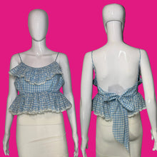 Load image into Gallery viewer, 1970's Blue and White Gingham Eyelet Tank Size S/M