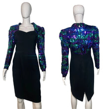 Load image into Gallery viewer, 1980's Sequined Sleeves Cocktail Dress Size M