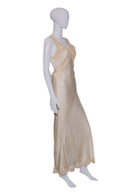 Load image into Gallery viewer, 1930's Bias Cut Silk and Lace Nightgown - size M/L