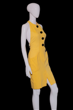 Load image into Gallery viewer, 1980's Yellow and Black Wrap Halter Contempo Casuals Dress - Size XS