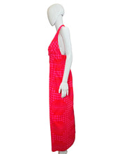 Load image into Gallery viewer, 1970's Neon Polka Dot Halter Maxi Dress - Size S