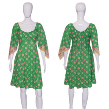 Load image into Gallery viewer, 1970's Green Hippie Handkerchief Dress - Size M