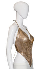 Load image into Gallery viewer, 1970's Gold Chainmail Disco Halter