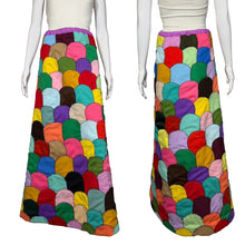 Load image into Gallery viewer, Colorful patchwork skirt on a mannequin against a neutral background
