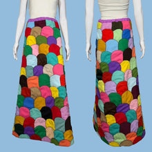 Load image into Gallery viewer, Colorful patchwork skirt on a mannequin against a neutral background