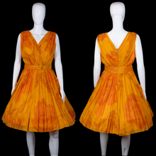 Load image into Gallery viewer, 1960s Orange Chiffon Lilli Diamond Party Dress Size S/M