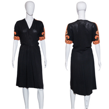 Load image into Gallery viewer, 1940's Crepe Bedazzled Dress - Size M