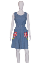 Load image into Gallery viewer, 1970's Chambray Gingham Flower Wrap Dress - Size S