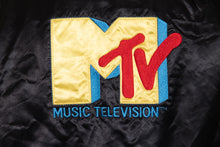 Load image into Gallery viewer, 1980’s Black Satin MTV Jacket Size L