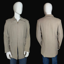 Load image into Gallery viewer, A beige long-sleeve collared jacket displayed on a white mannequin, showing both front and back views.