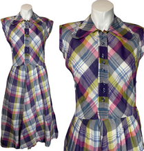 Load image into Gallery viewer, 1940's Pastel Plaid Day Dress Size S