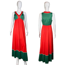Load image into Gallery viewer, 1960's Red & Green Color Block Nightgown - Size S